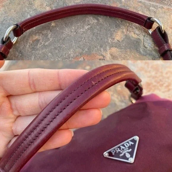 SOLD Prada Burgundy Nylon Pleated Tessuto Ombre Handbag - Picture 8 of 13